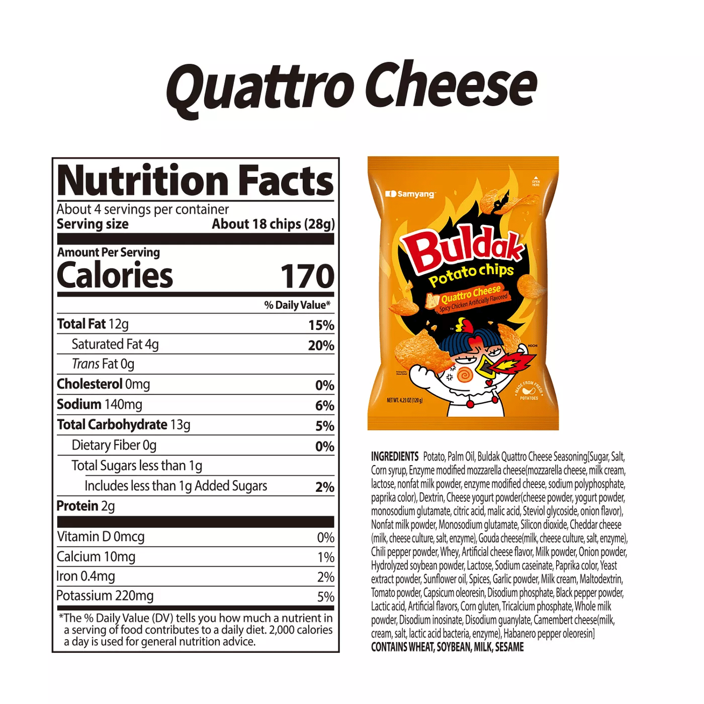 Samyang Buldak Quattro Cheese Potato Chips Simple Lay's