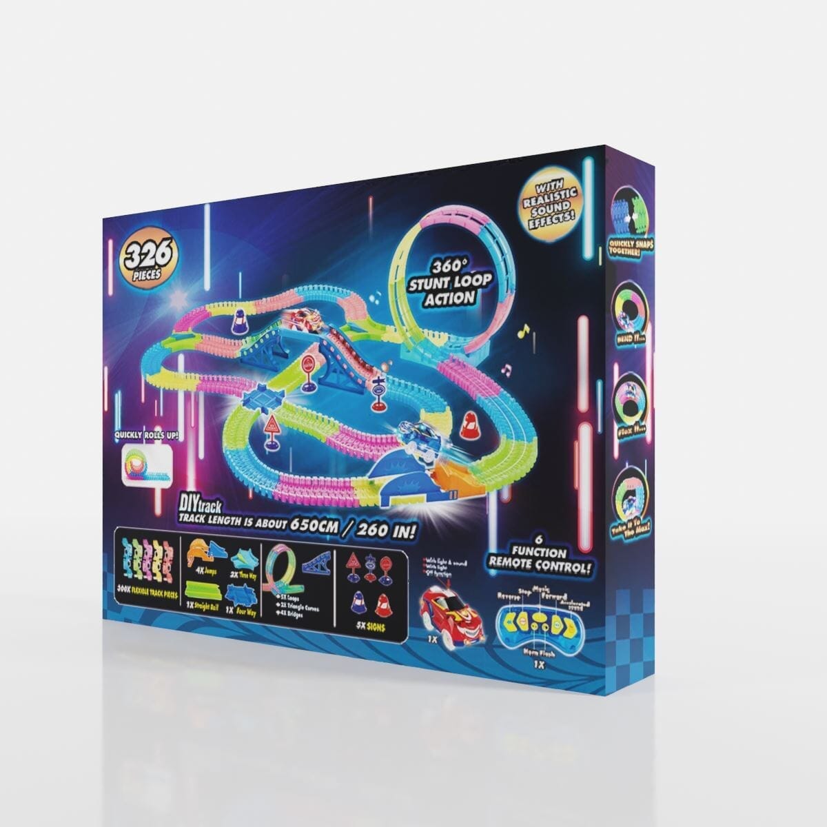 Glow Trax SuperCharged Mega Set | 326 pieces Simple Showcase