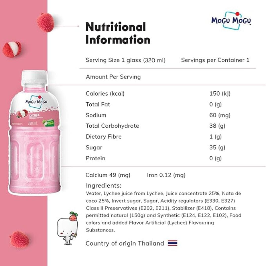 Mogu Mogu Lychee Juice Drink, 320 ml Simple Mogu Mogu