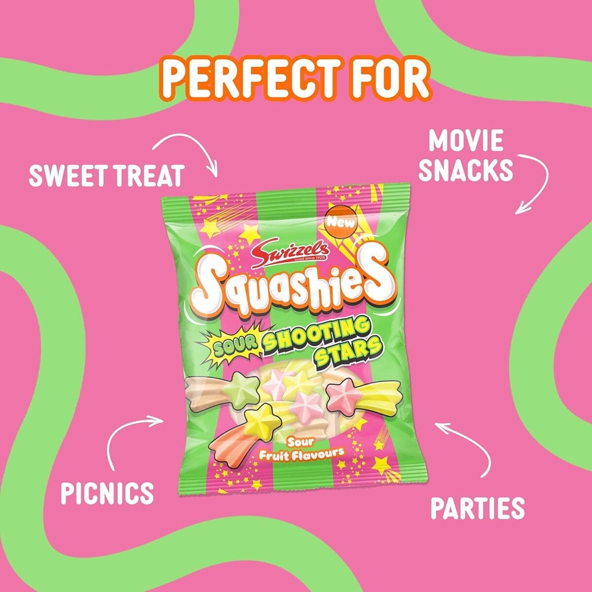 Swizzels Squashies Sour Shooting Stars - (100g) Imported From England Simple Squashies