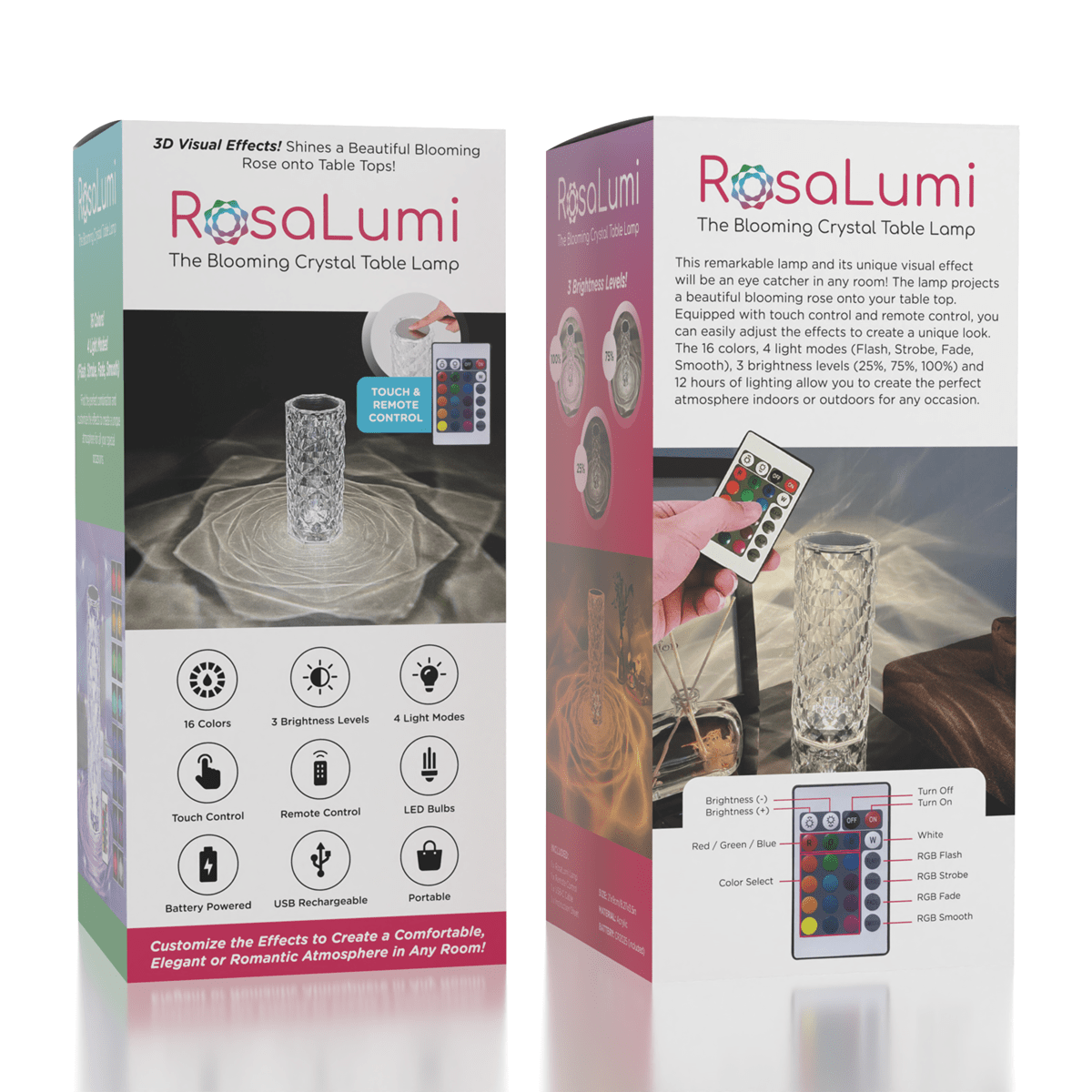 The RosaLumi LED Crystal Rose Table Lamp (16 Color Modes) Simple Exclusive