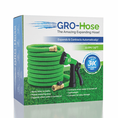 GRO-Hose GREEN 75ft Expandable Hose With Sprayer Nozzle & Brass Valve Simple Gro-Hose