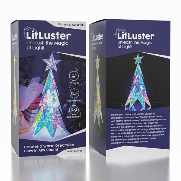 LitLuster Geometric LED Multi-Color Holographic Ornament | Christmas Tree Simple Showcase