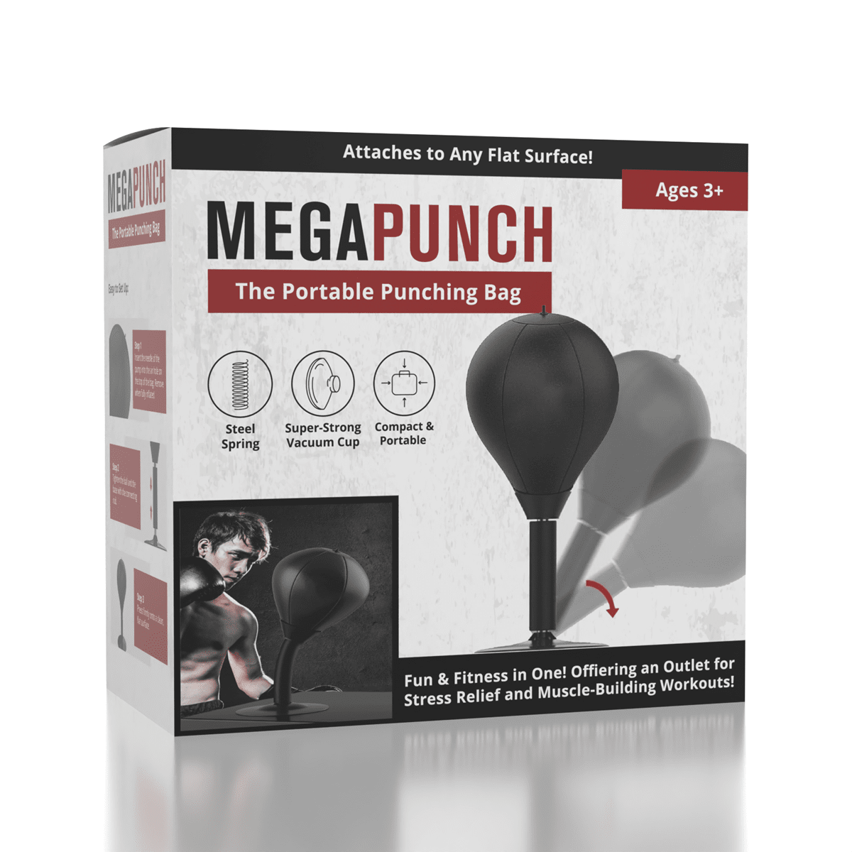MegaPunch Portable Suction Cup Punching Bag (Includes Pump) Simple Exclusive