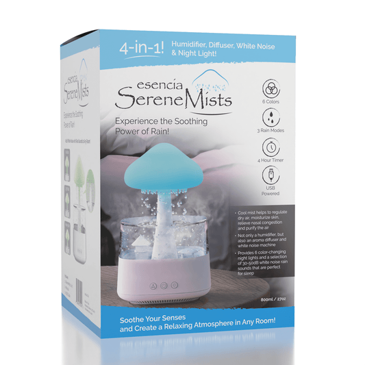 Esencia SereneMists: (800mL) 4-in-1 Rain Cloud Humidifier Simple Esencia