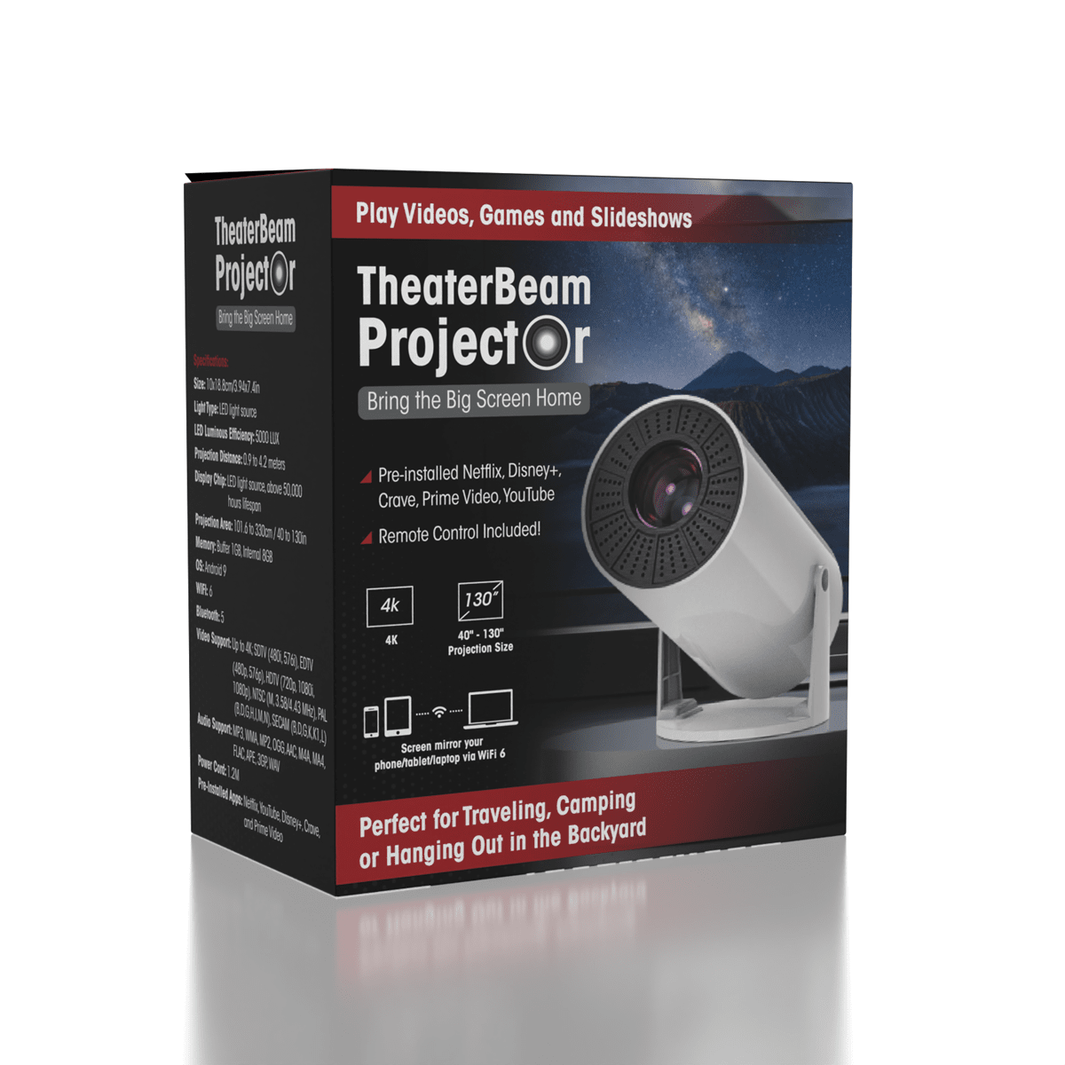 TheaterBeam Projector - Mini Round Projector For Ultimate Experience Simple Exclusive