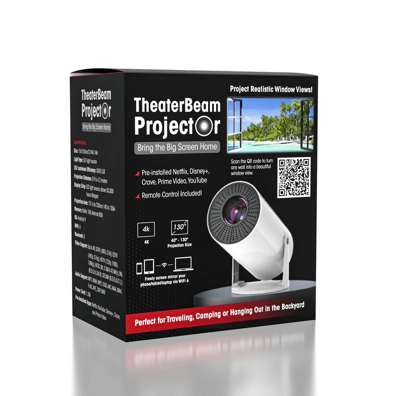TheaterBeam Projector - Mini Round Projector For Ultimate Experience Simple Exclusive