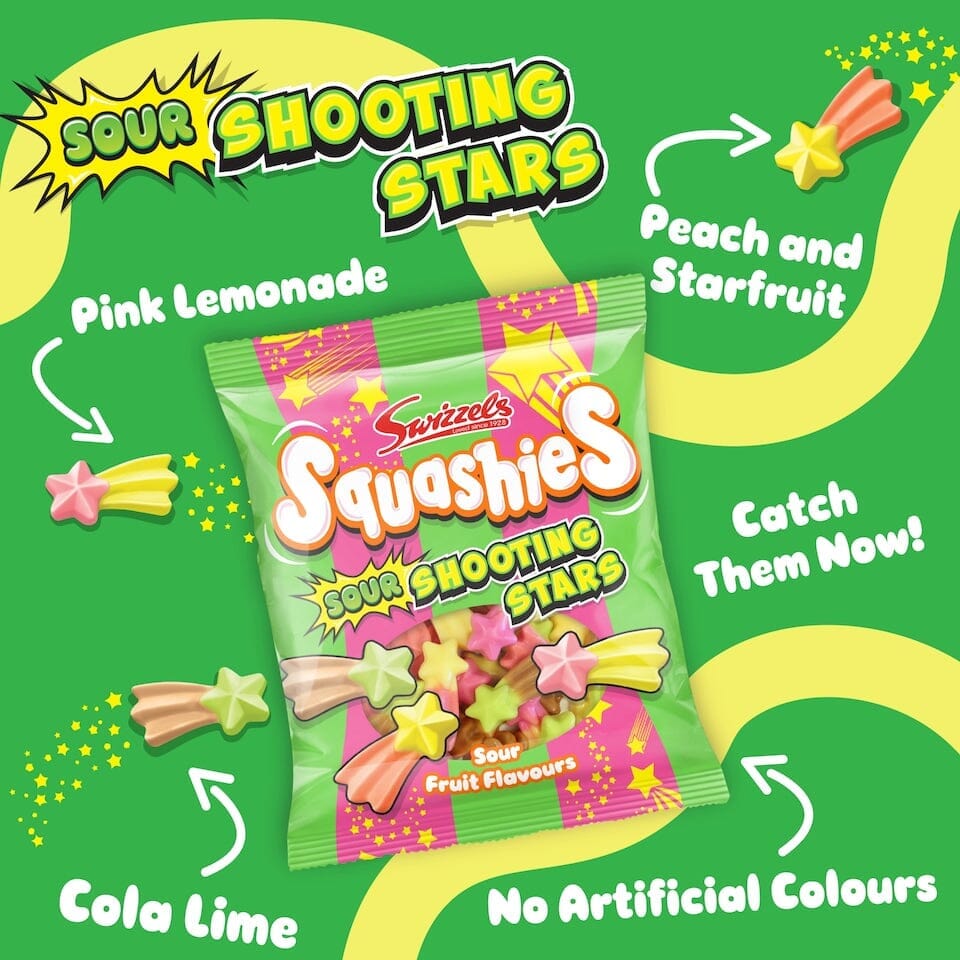Swizzels Squashies Sour Shooting Stars - (100g) Imported From England Simple Squashies