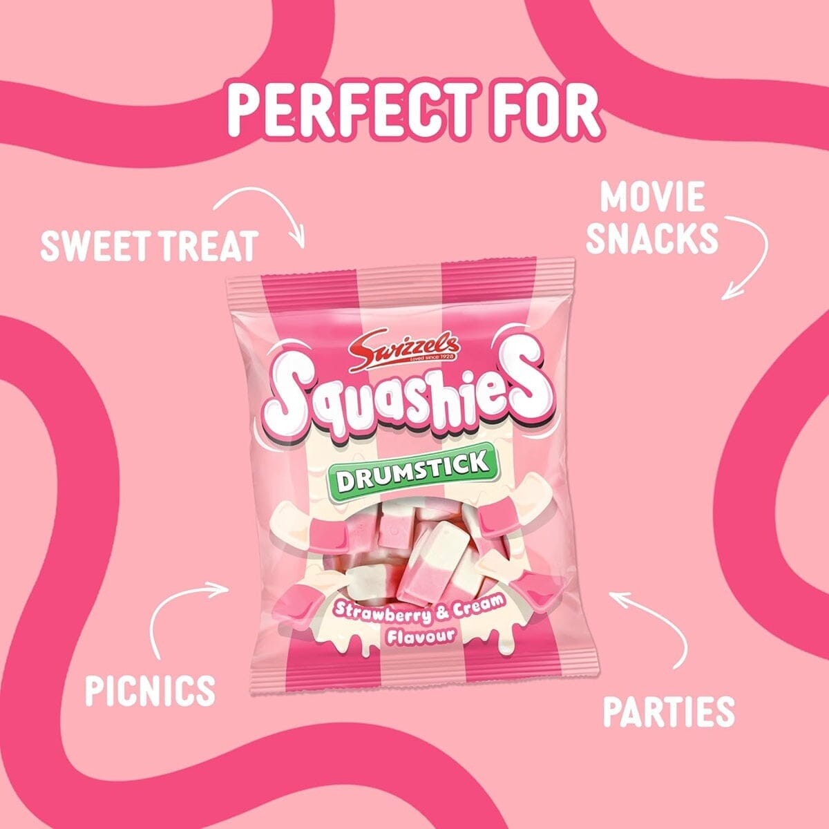 Swizzels Squashies Strawberry and Cream - 120g Imported From England Simple squa