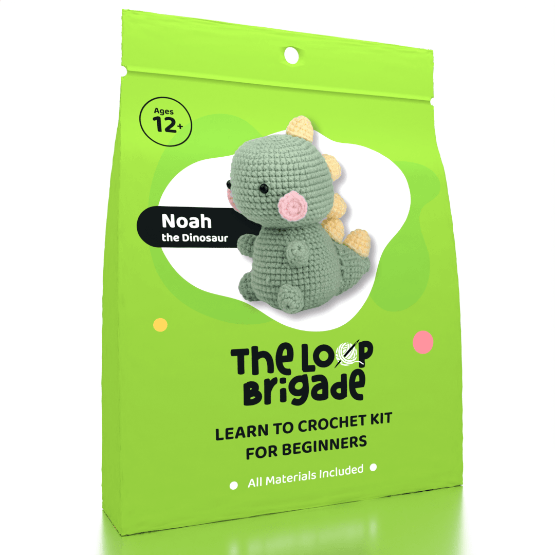 The LOOP Brigade: DIY Mini Crochet Plush Toy Complete Kit For Beginners - Noah the Dinosaur Simple Exclusive