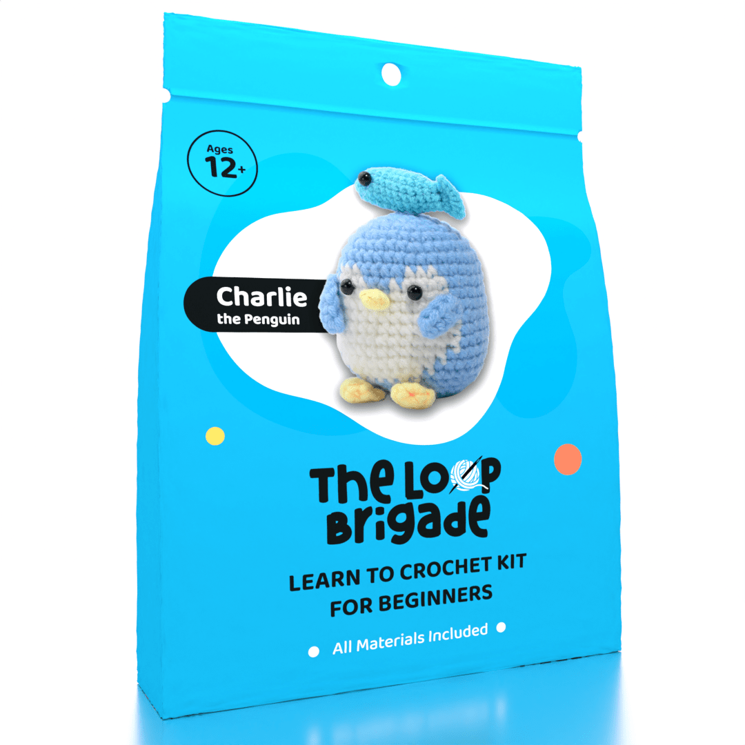 The LOOP Brigade: DIY Mini Crochet Plush Toy Complete Kit For Beginners - Charlie the Penguin Simple Exclusive