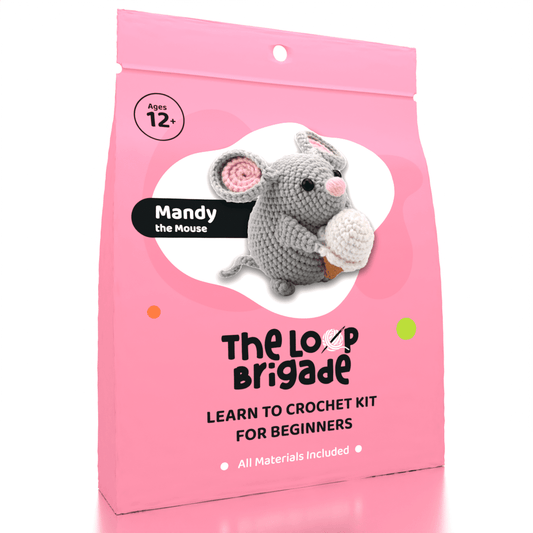 The LOOP Brigade: DIY Mini Crochet Plush Toy Complete Kit For Beginners - Mandy the Mouse Simple Exclusive