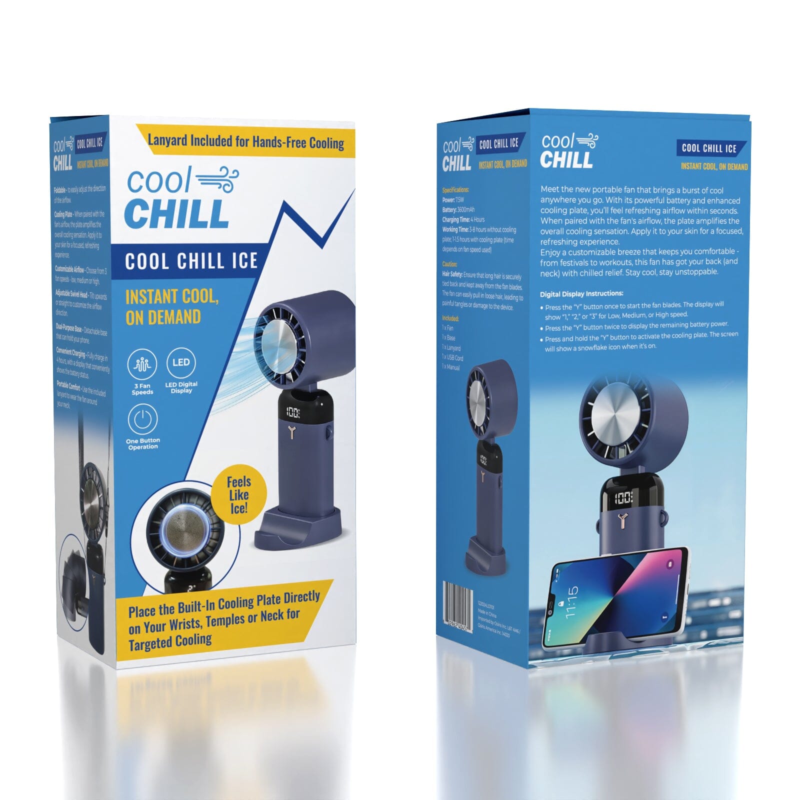 Cool Chill Fan with Ice Plate Blue Simple Cool Chill