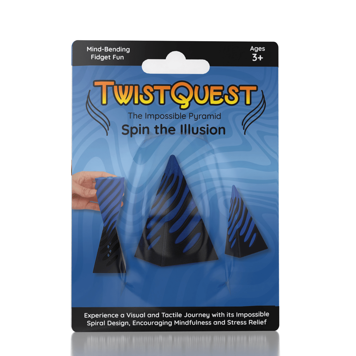 Twist Quest: 3D Printed Fidget Spiral Cone Toy (Blue & Black) Simple Exclusive