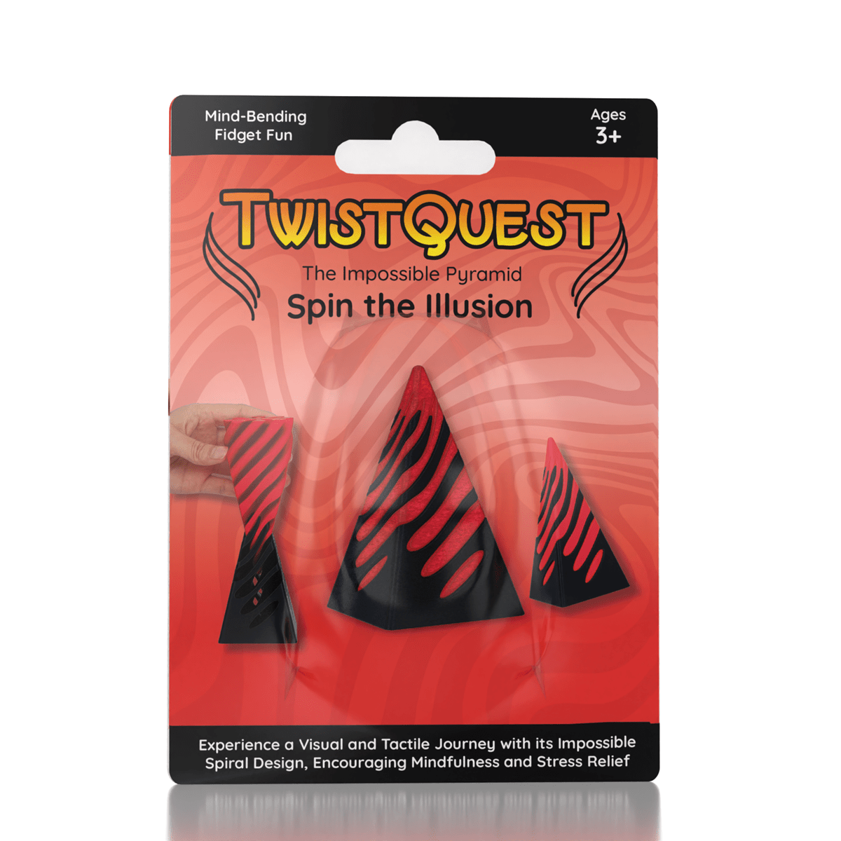 Twist Quest: 3D Printed Fidget Spiral Cone Toy (Black & Red) Simple Exclusive