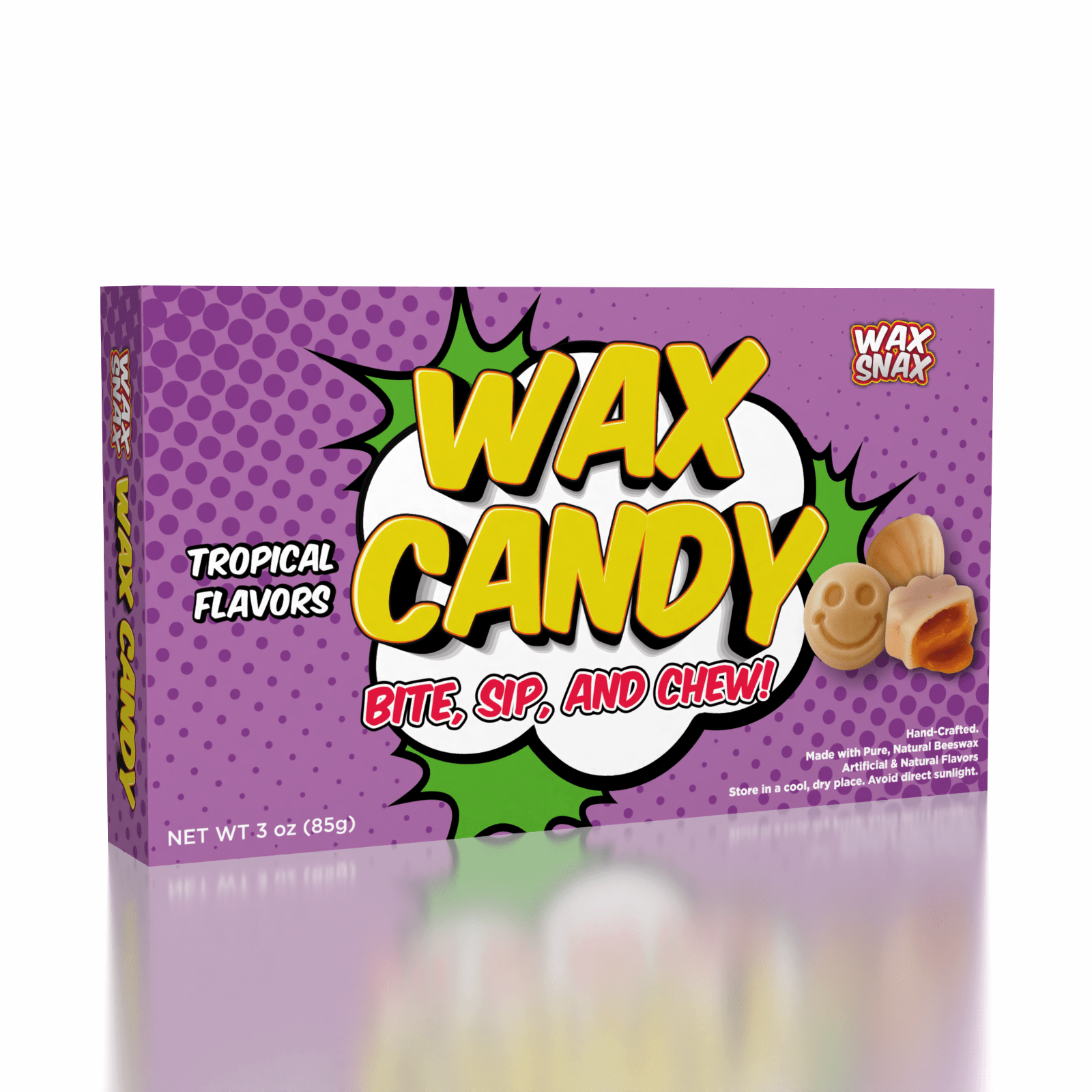 WaxSnax Tropical Fruit Flavored Chewy Gushing Wax Candy (85g) Simple Exclusive