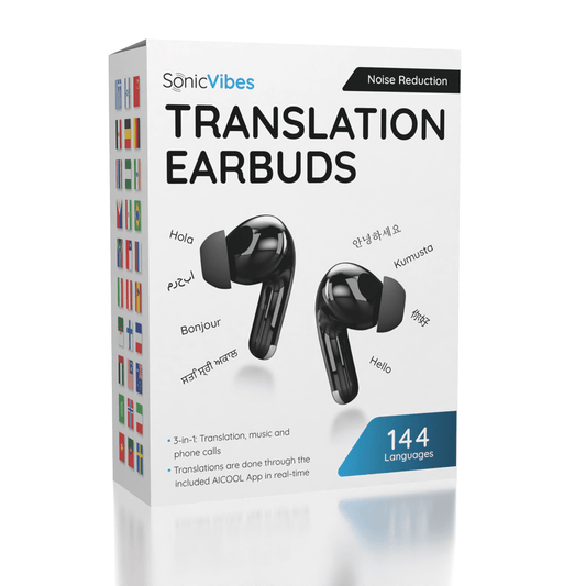 SonicVibes Real-Time Translation Earbuds w/ App (144 Languages) Simple Exclusive