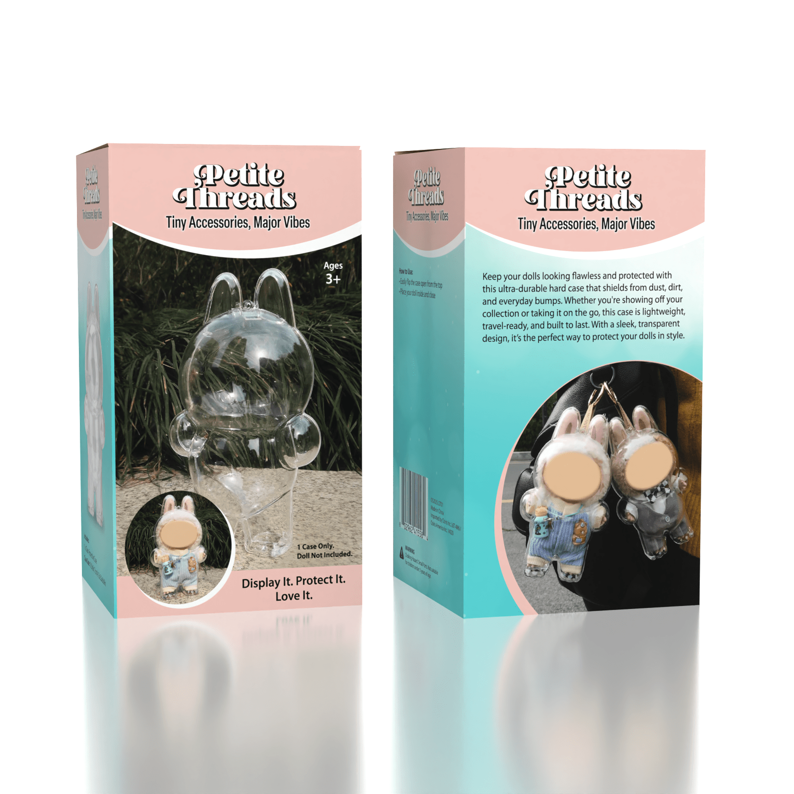 Petite Threads Protective Carrying Case For Plush Doll Pendant (1pc) Sitting or Standing Simple Exclusive