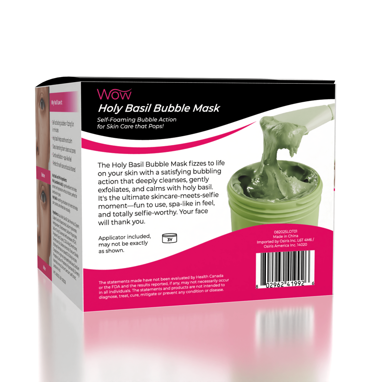 WOW Holy Basil Self-Foaming Bubble Mask (90g) Includes Applicator Simple WOW Beauty
