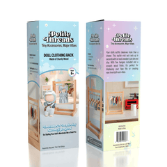 Wooden Clothing Rack For Dolls (Includes 5 Hangers) - Petite Threads Simple Exclusive