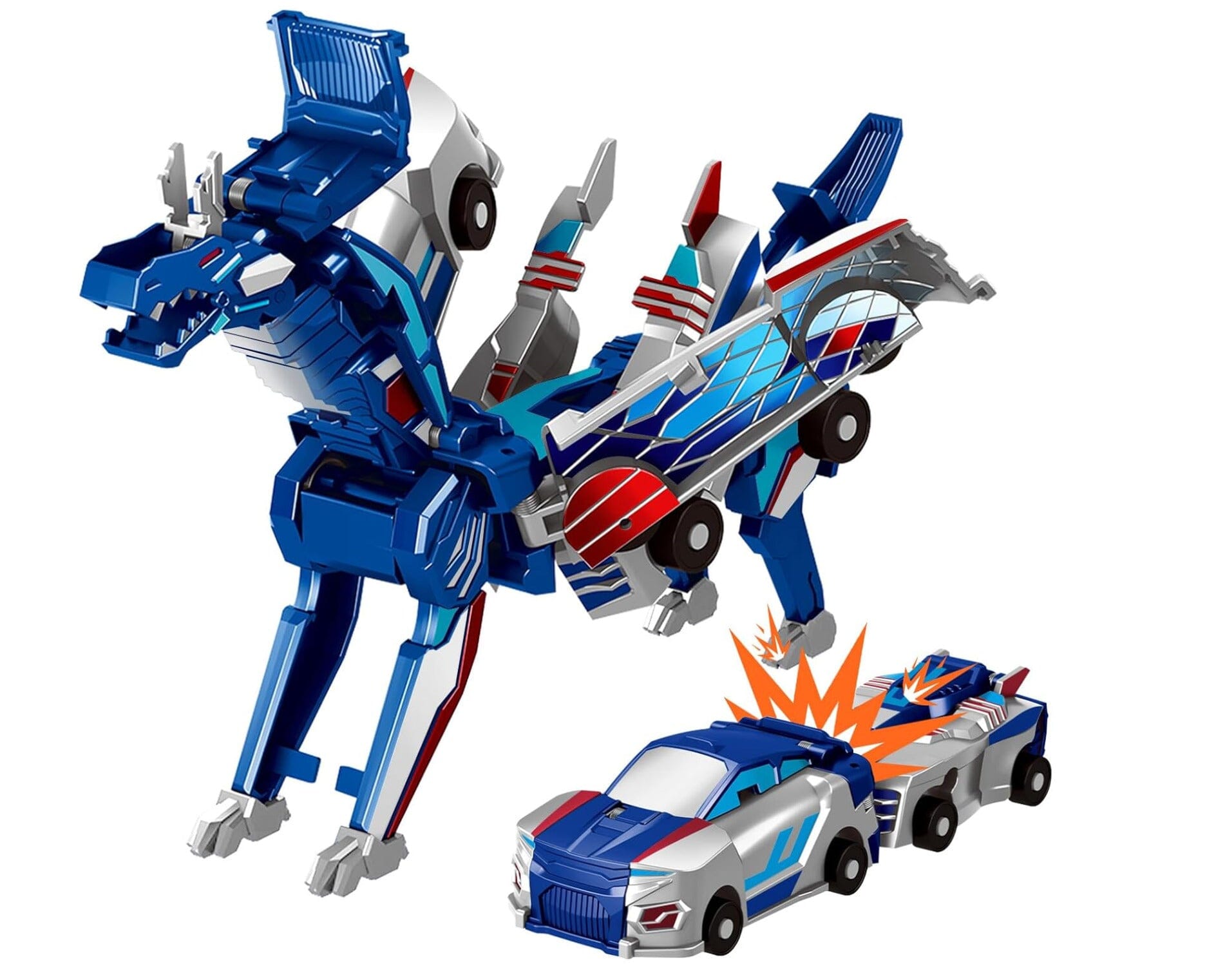Racemorphs Transformer Car Toy – Blue Magnetic Cars (Transforms into Dragon) Simple Exclusive