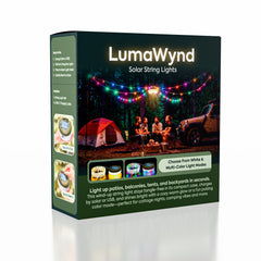 LumaWynd Solar String Lights – 10M Wind-Up LED Outdoor Lights (USB + Solar) Simple Exclusive