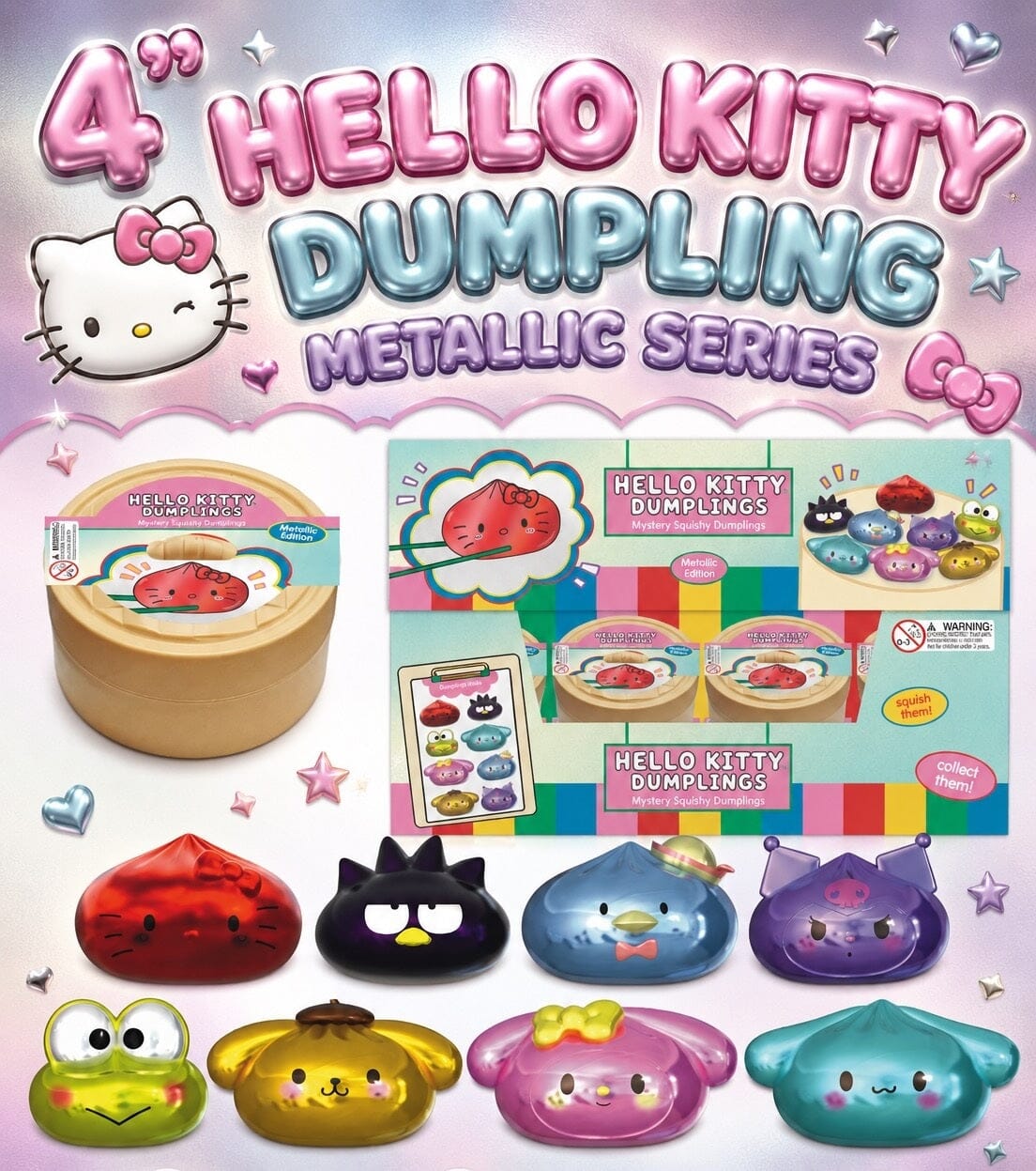 Sanrio Hello Kitty And Friends Mystery Squishy Dumpling Metallic Series Fidget Toy (1pc) Simple Hello Kitty
