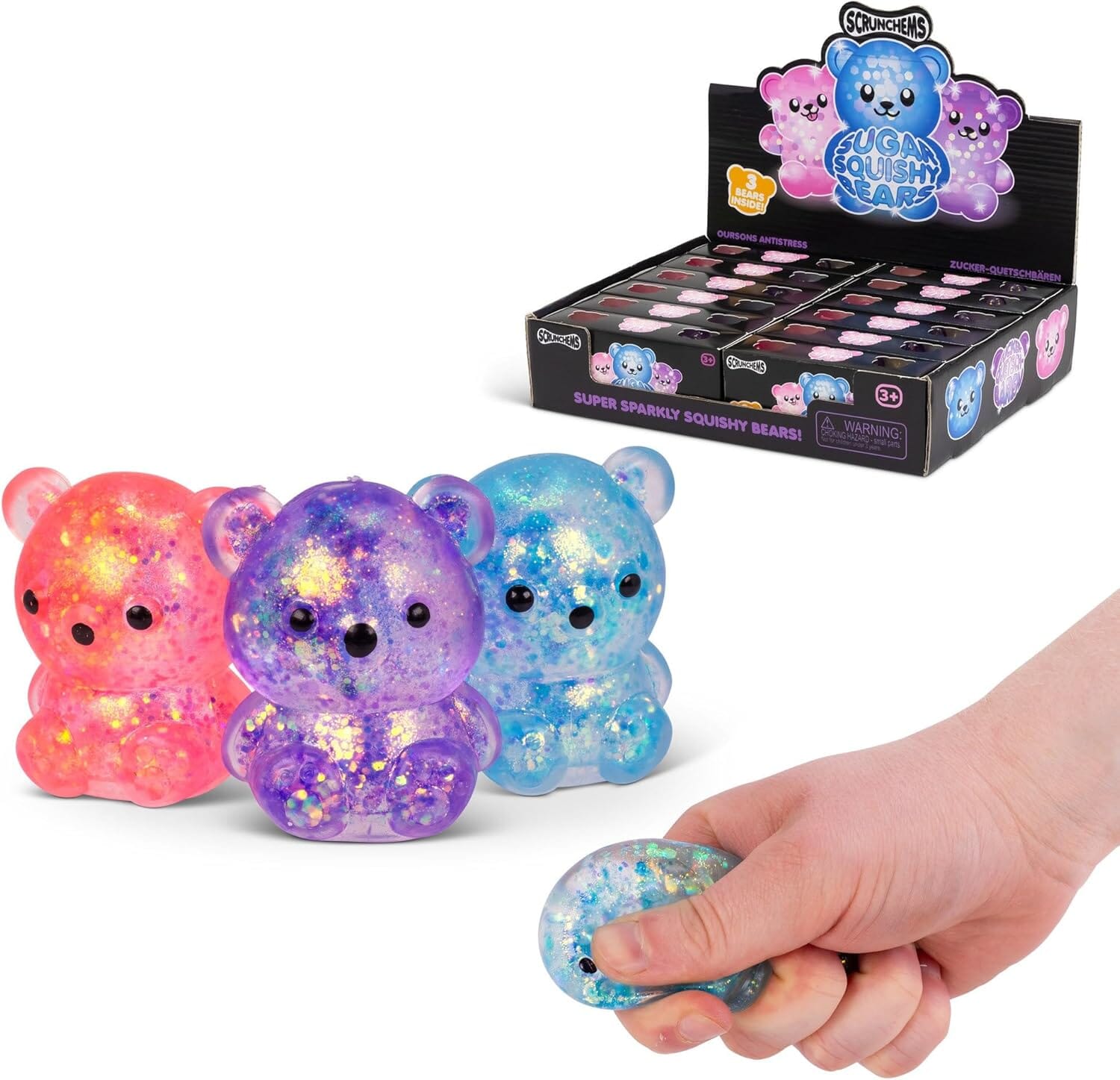 Scrunchems Sugar Diddy Bears Squishy Fidget Toy (3pc) Simple Scrunchems