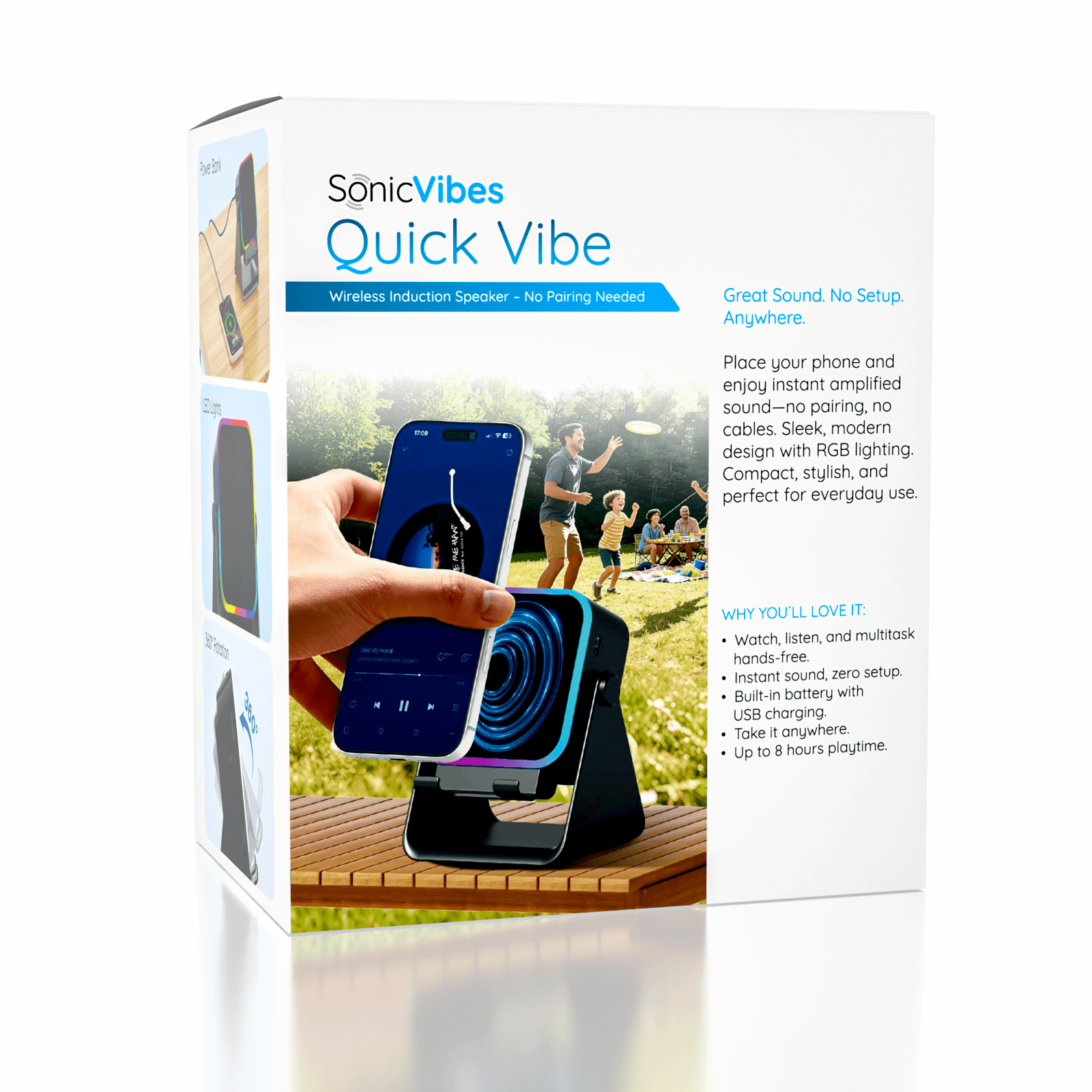 SonicVibes Quick Vibe Wireless Induction Speaker & Phone Stand Simple SonicVibes