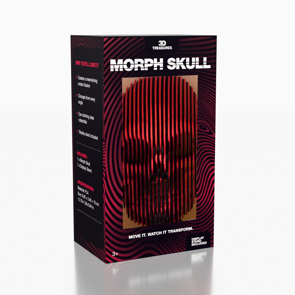 3D Treasures 3D-Printed Optical Illusion Morph Skull with Display Stand (1pc) Simple 3D Treasures