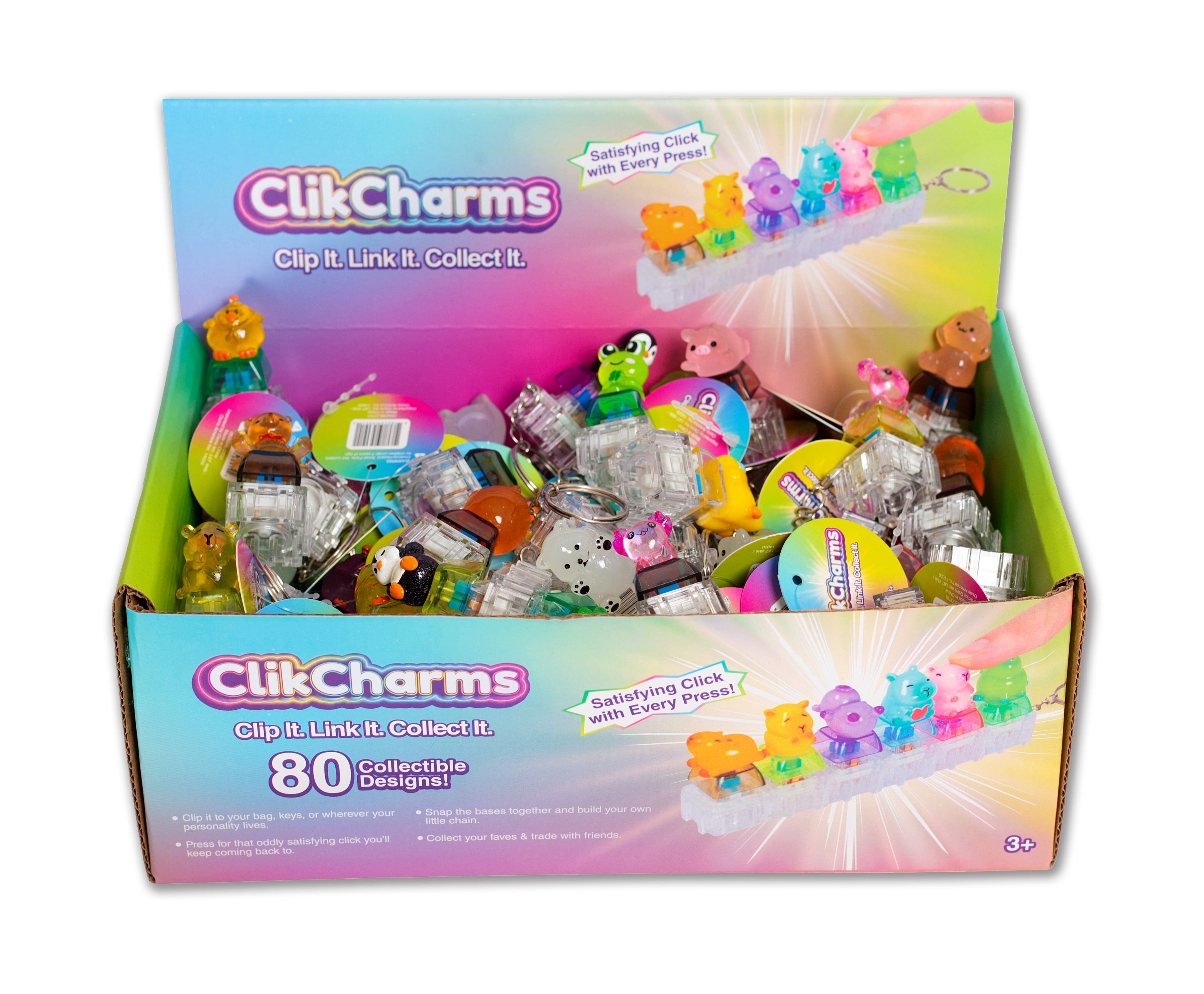 ClikCharms Fidget Keyboard Clicker Keychain - 1 Random 3D Animal Design Simple Exclusive