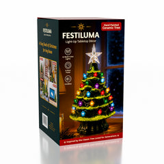 Festiluma Light-Up Tabletop 8" Ceramic Christmas Tree Décor