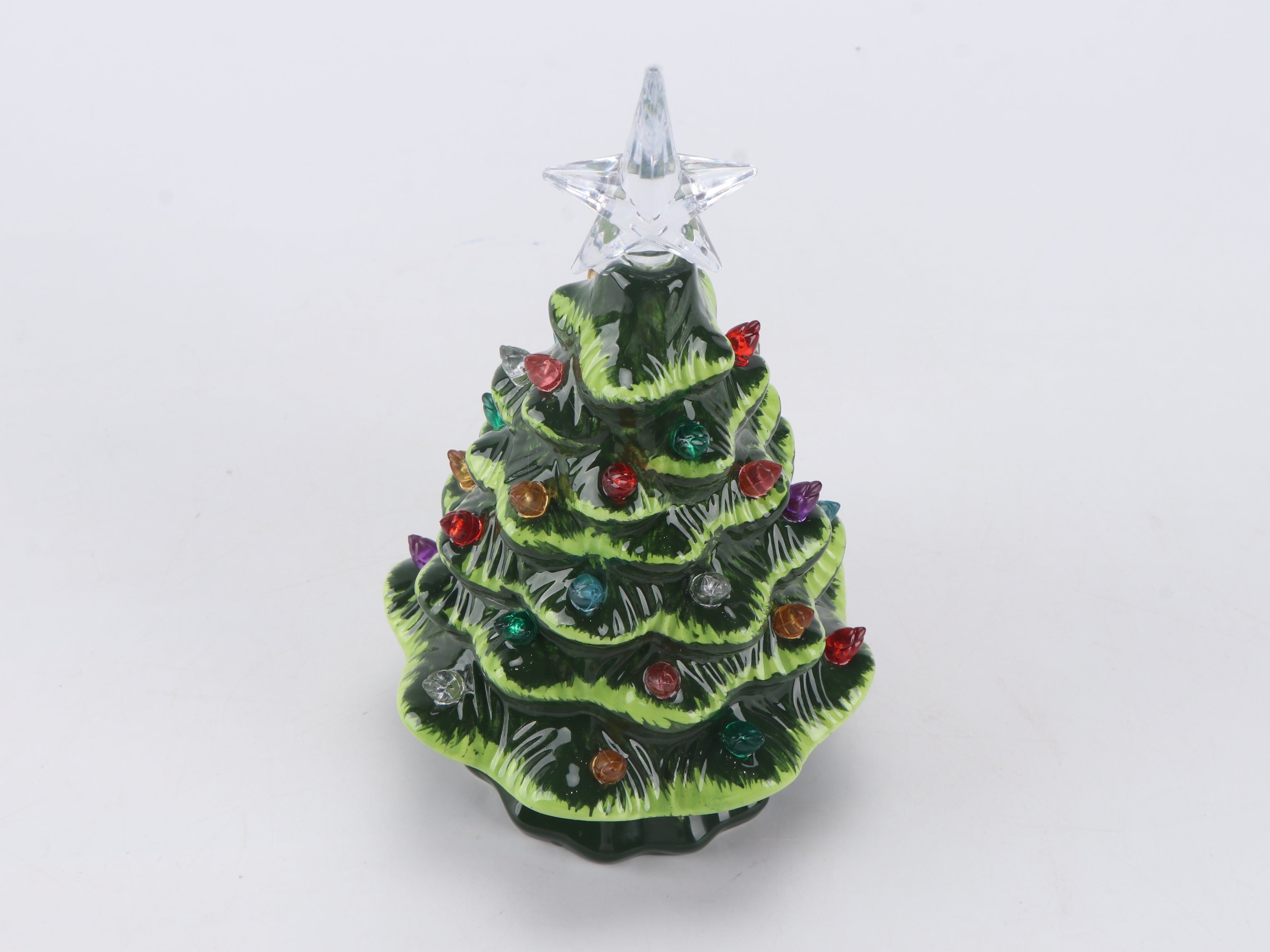 Festiluma Light-Up Tabletop 8" Ceramic Christmas Tree Décor Simple Festiluma