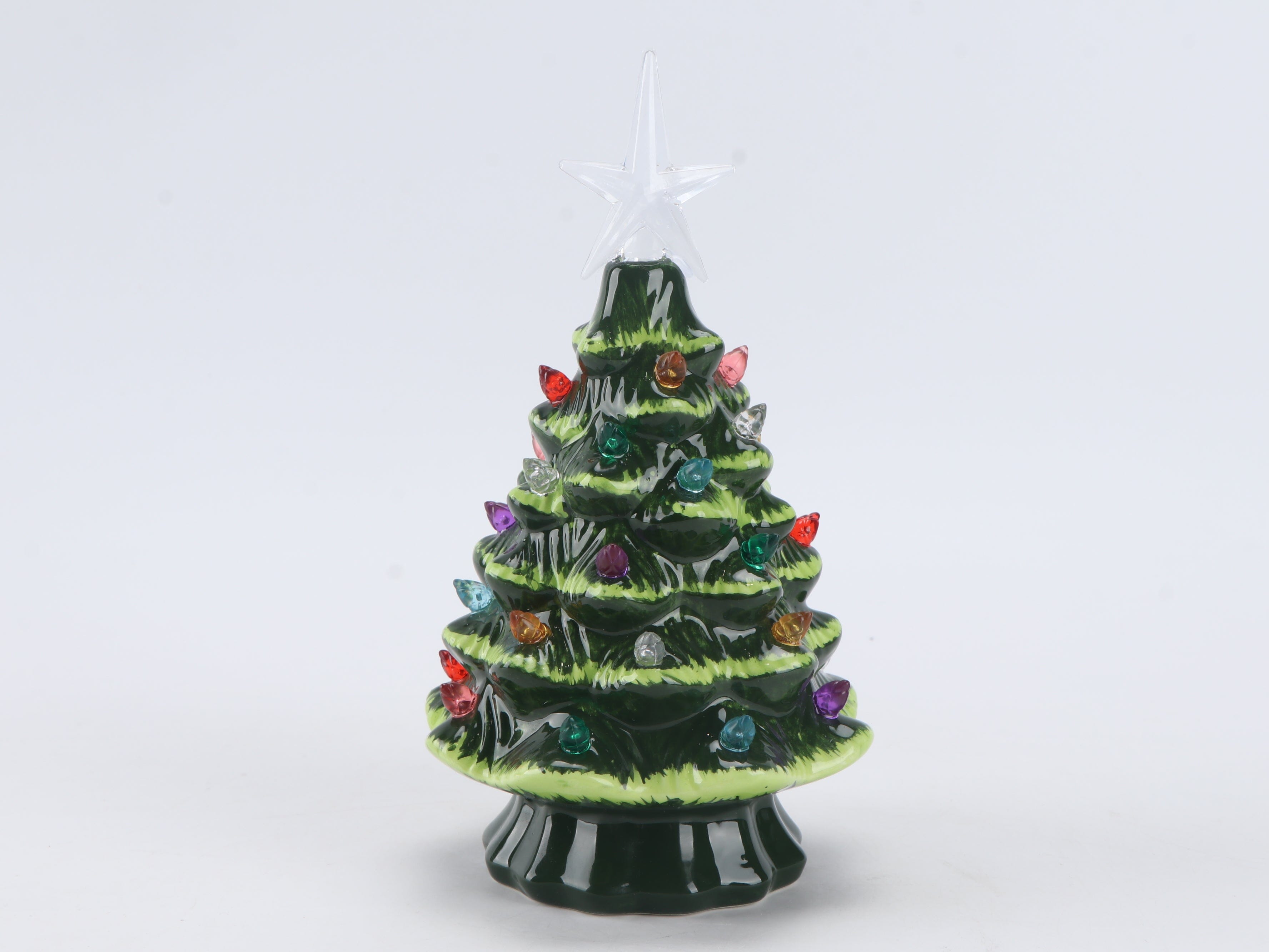 Festiluma Light-Up Tabletop 8" Ceramic Christmas Tree Décor Simple Festiluma