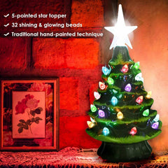Festiluma Light-Up Tabletop 8" Ceramic Christmas Tree Décor Simple Festiluma