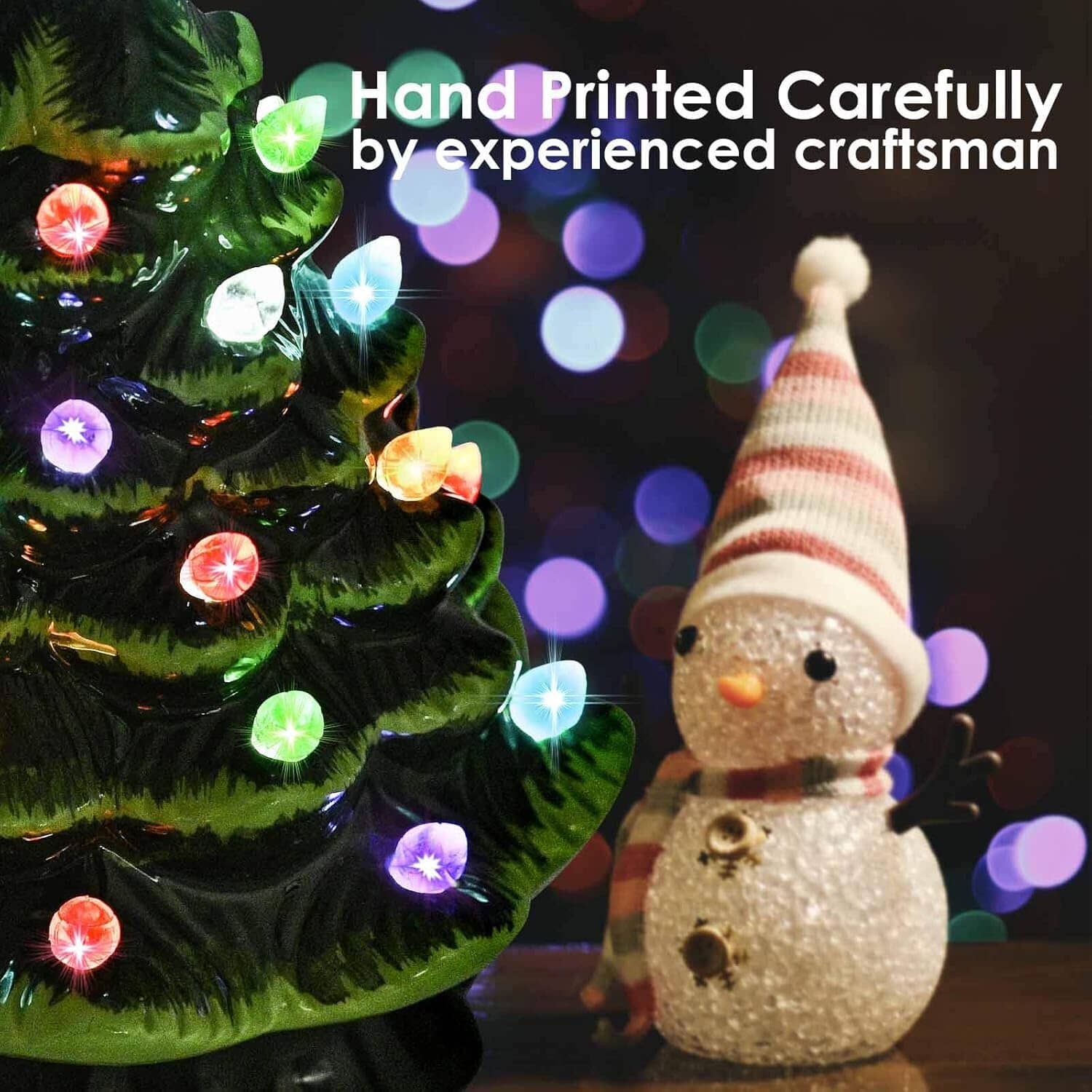 Festiluma Light-Up Tabletop 8" Ceramic Christmas Tree Décor Simple Festiluma