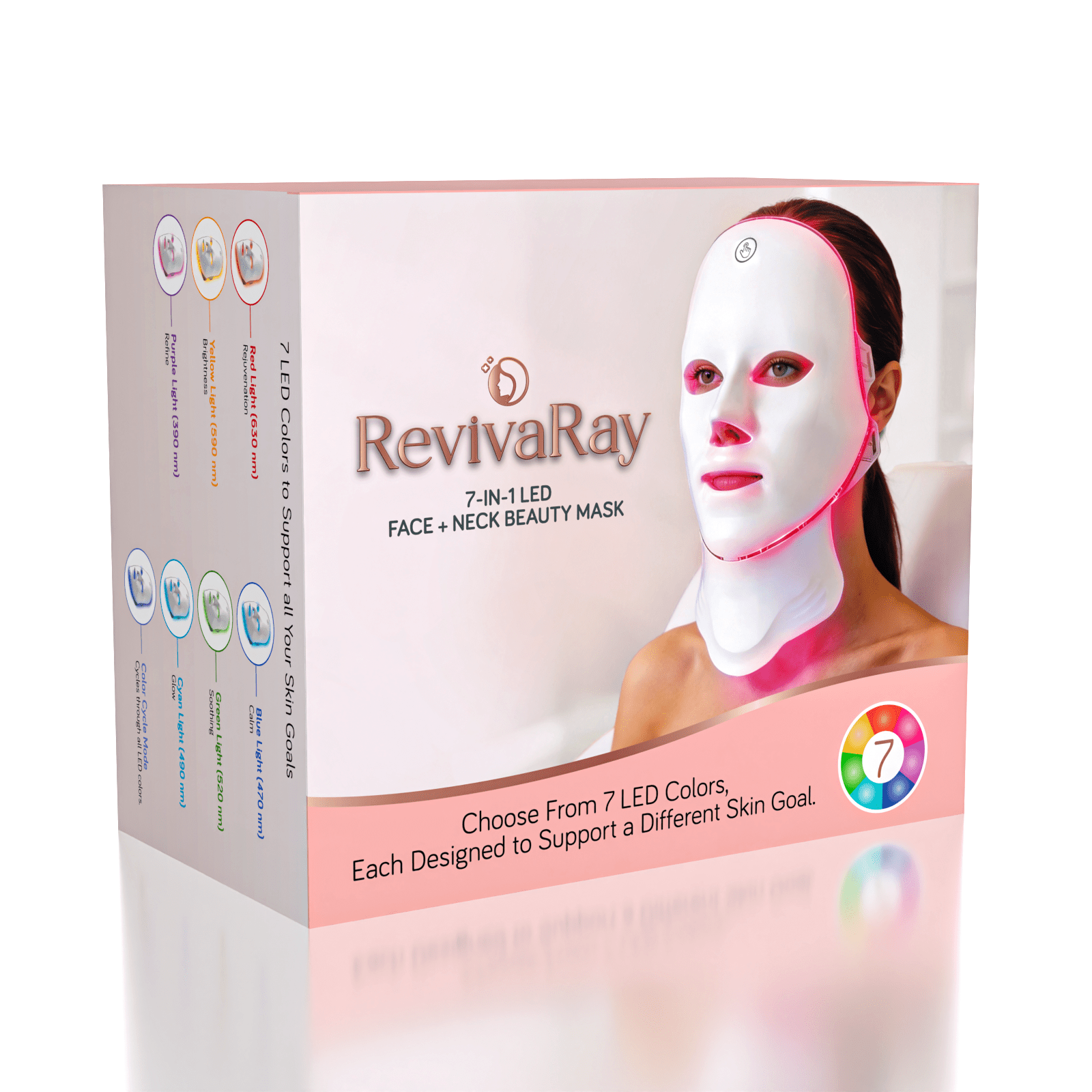 RevivaRay 7-in-1 LED Light Therapy Face + Neck Beauty Mask Simple Reviva
