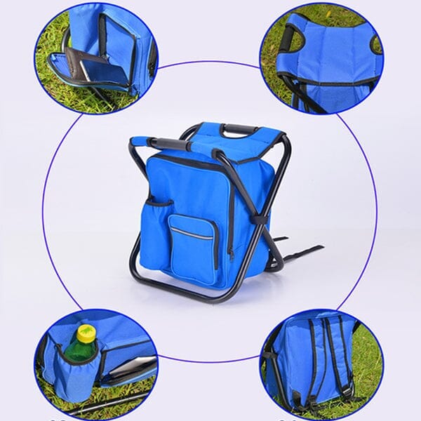 Cool Tote : 3 In 1 Cooler Backpack & Stool - Blue Simple Showcase