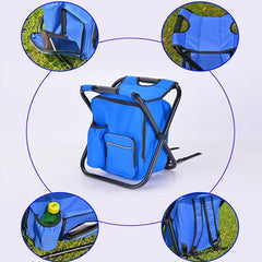Cool Tote : 3 In 1 Cooler Backpack & Stool - Blue Simple Showcase
