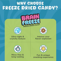 Brain Freeze x Warheads: Extreme Sour Crunch Freeze Dried Candy (3.2oz) Mixed Fruit Flavor Simple Warheads