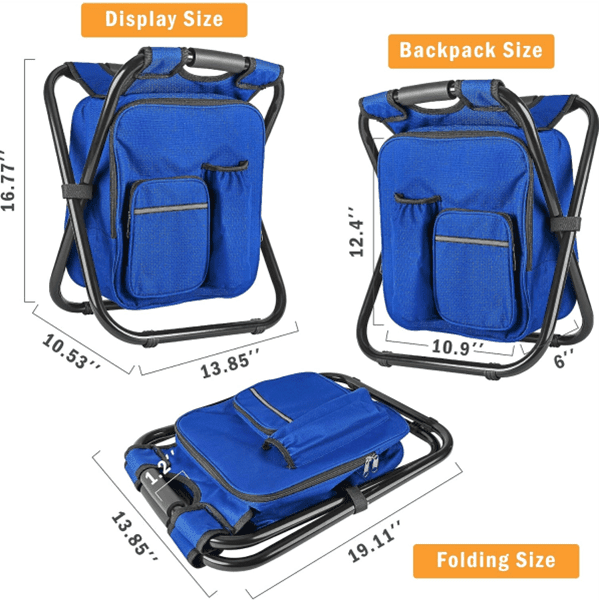 Cool Tote : 3 In 1 Cooler Backpack & Stool - Blue Simple Showcase