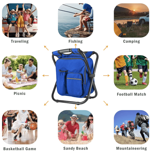 Cool Tote : 3 In 1 Cooler Backpack & Stool - Blue Simple Showcase