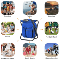 Cool Tote : 3 In 1 Cooler Backpack & Stool - Blue Simple Showcase