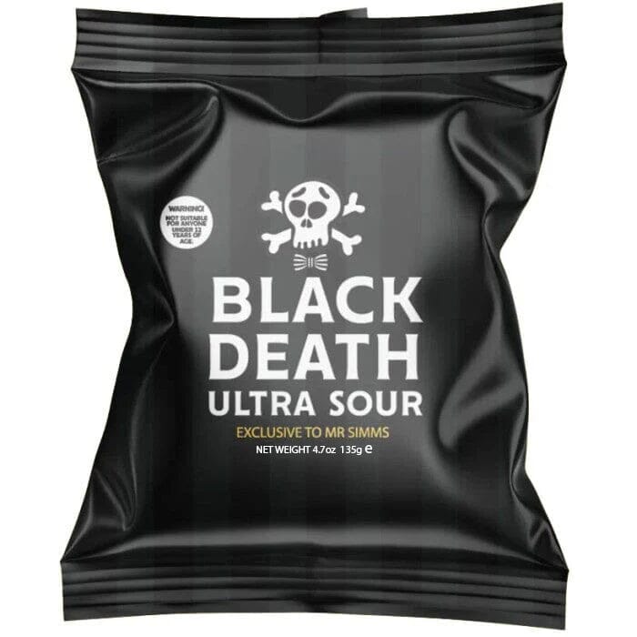 Mr. Simms Sweet Shoppe: Black Death Ultra Sour Hard Candy (Imported From England) Simple Mr. Simms