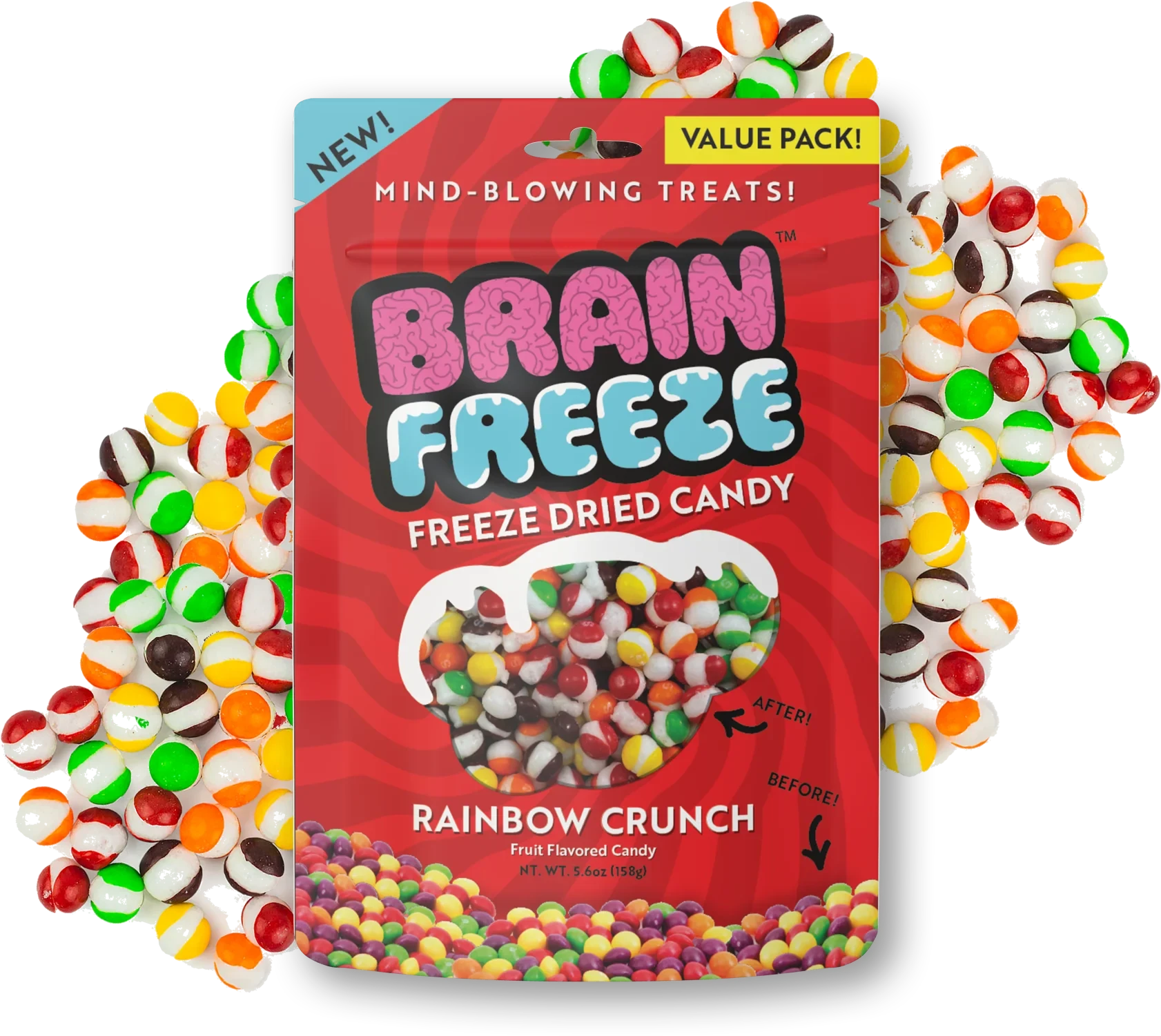 Brain Freeze: Rainbow Crunch Freeze-Dried Candy Simple Warheads