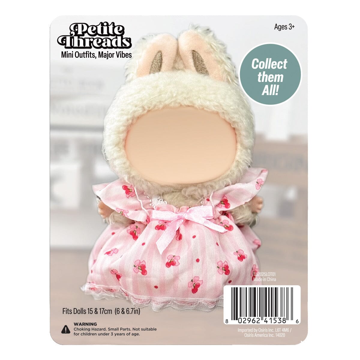 Outfit: Pink Cherry Print Dress for Dolls - Petite Threads Simple Exclusive