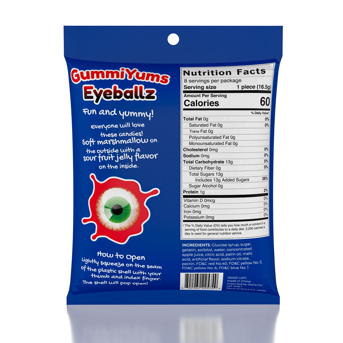 GummiYums! EyeBallz & SportBallz (8pc) | Marshmallow Candy W/ Sour Fruity Centre Simple GummiYums
