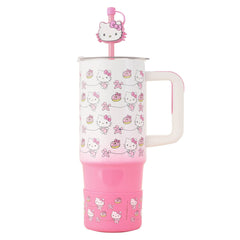 Hello Kitty Sanrio 30 oz. Stainless Steel Tumbler with Straw Charm & Silicone Boot Simple Hello Kitty