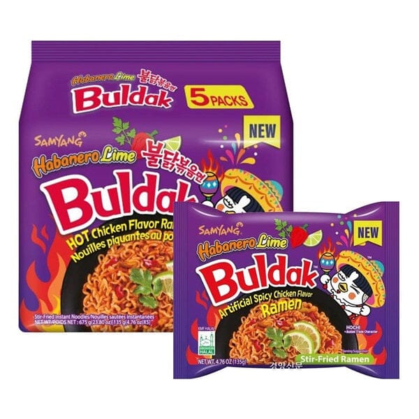 Samyang Buldak Chicken Ramen Noodles Habanero Lime (5pk) Simple Showcase