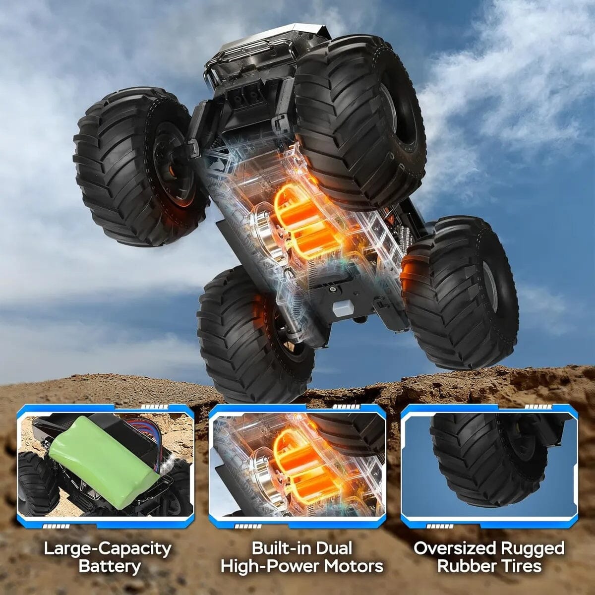Amphivex: Amphibious Remote Control Car – Land & Water RC Stunt Truck Simple Exclusive